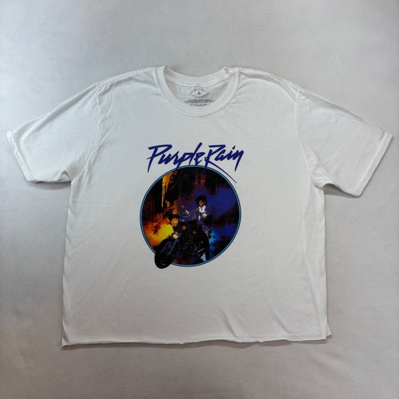 Prince Purple Rain T Shirt Official Estate Graphic Crop Tee Women's Large NWOT - Picture 3 of 7
